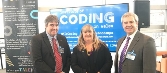 Professor Faron Moller, Julie James AM and James Davies at the IoC Wales Launch